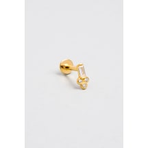 Baget Kesim 18 Ayar Sarı Altın Kaplama Gümüş Tragus-helix Piercing Sarı