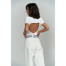 Mai Collection Mai Studios Co. Perla Vatkalı Beyaz Crop Bluz