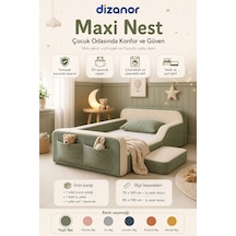 Dizanor Maxi Nest %100 Sünger Montessori Çocuk Karyola Baza Başlık Ve Yatak Seti Yeşil Fitilli 70 X 140