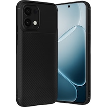 Coverzone Oppo A6 Pro İle Uyumlu Silikon Kılıf Kamera Korumalı Karbon Tpu Brimstone Ultra Slim Fit Delux Siyah