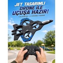 Jet Tasarımlı Uzaktan Kumandalı Drone 4 Pervaneli 2.4g 360 Derece Takla Led Işıklı Uçak