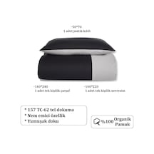 Tr Organik Pamuk Akfil Çift Taraflı Nevresim Takımı Tek Kişilik 160x220 Cm Siyah Gri Siyah-gri 160 X 220 Diğer
