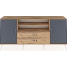 Arges Konsol 4 Raflı 2 Çekmeceli 2 Kapaklı 176x30x83 Çam-antrasit/çam Antrasit/çam