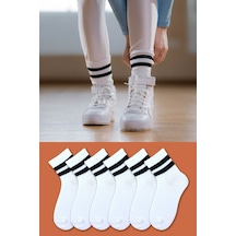 Socks Stores Erkek Çorap Soket Uzun Corap Kadın Beyaz Desenli Çoraplar 6 Adet Beyaz