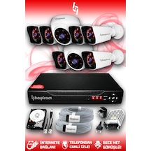 Bayicam 8 Kameralı Kare 2 İç Kamera Set 500 GB HDD Full HD Gece Görüşlü Güvenlik Kamerası Sistemi