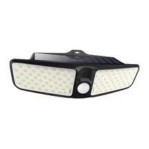 Dış Mekan Güneş Enerjili Hareket Sensörlü Duvar Lambası - 100 Led 1800lm Beyaz Işık Ip65 1800mah Batarya Tekli Paket Siyah Siyah