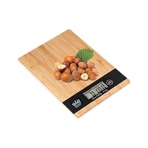 Dijital Lcd Mutfak Tartısı Terazisi 5kg Bambu Desenli Beyaz