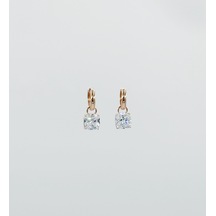 18k Rose Gold Plated Square Stone Drop Küpe Gold