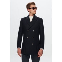 D's Damat Ds Damat Regular Fit Lacivert Balıksırtı Palto 1Hf0832255049 Lacivert
