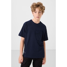 Tommylife Lacivert Pamuklu Yumuşak Dokulu Oversize Cep Detaylı Erkek Çocuk T-shirt - 11295 Lacivert