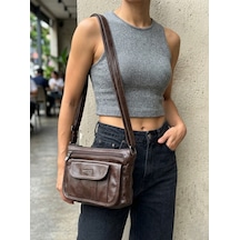 Sanmorris Ss 001 Kadın Yumuşak Dokulu 7 Bölmeli Çapraz Omuz Çantası Kahverengi