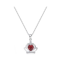 Brezza Lusso Jewelry Kırmızı Taşlı Gümüş Kraliçe Tacı Kadın Kolye 45 CM