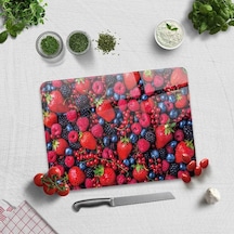 Mor Kırmızı Meyveler Cam Kesme Tahtası 30cm X 40cm Diğer