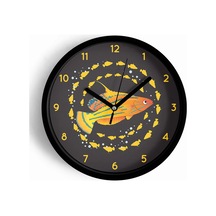 Sevimli Balık Tasarımı Çocuk Odası Duvar Saati - 30cm - Önü Camlı Siyah Kasa - Sessiz Mekanizma-jh0757 Siyah
