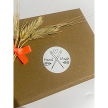 Handmade Çift Iğneli Siyah Yazı Yuvarlak Yapışkanlı Etiket 5x5 Cm 100 Adet