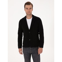 Cacharel Siyah Slim Fit Pamuk Karışımlı Triko Hırka