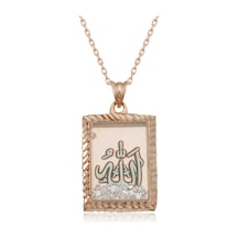 Gümüş Rose Allah Yazılı Kadın Kolye - Pt11002988 01 - Gold