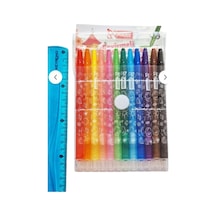 12'li Çevirmeli Mum Boya Mikro Uzun Boy 17cm Çok Renkli