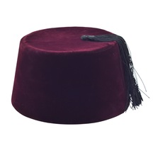 Osmanlı Bordo Püsküllü Damat Kına Erkek Fesi 11,5cm Uzun