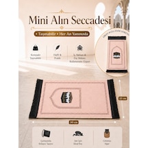 Mini Alın Seccadesi Kaymaz Taban Desenli Cep Tipi Seyahat Namaz Seccadesi - Pembe