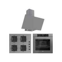 Ferre Flowart Ventora Plus Gri 3'lü  QBL63CPR-SS208-D079 Ankastre Set