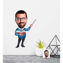 Kişiye Özel Bay Öğretmen Karikatürlü Duvar Sticker 50X70CM 4