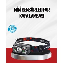 Sensörlü Led Kafa Lambası Kırmızı Beyaz Işık Ayarlanabilir Açık Ahşap