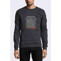 Metallica Baskılı Füme Erkek Örme Sweatshirt (528950187)