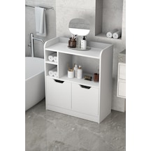 Reyo Falez İlkal Banyo Dolabı Çok Amaçlı Havluluk 2 Kapaklı Raflı Beyaz