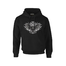 Raven Bird Flying With Open Wings Siyah Erkek Fermuarsız Kapşonlu 001