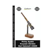 Özel Üretim Dekoratif Hediyelik Koleksiyon Antika Pirinç Ayaklı Pusulalı Dürbün Deri İşlemeli 15600