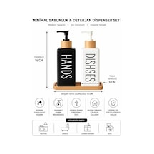 Minimalist Bambu Tepsili Siyah Beyaz Sabunluk Ve Deterjan Dispenser Seti, Mutfak, Banyo Ve Lavabo İçin Şık, Dayanıklı, Kaymaz Tabanlı, Geniş Ağızlı, Kolay Dolumlu Sıvı Sabunluk & Bulaşık Deterjan Şiş