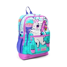 Coral High Dört Bölmeli Turkuaz Pembe Dondurmalı Kedi Desenli İlkokul Sırt Çantası - Kız Çocuk