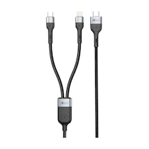Ixtech Ix-uc018 Black İkisi Bir Arada Lightning Ve Type-c Şarj Ve Data Kablosu - Hızlı Şarj, Pd 60w Ve Dayanıklı Tasarım