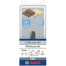 2 608 628 Aksesuarı 367 Oyuklu Freze Ç 8 Mm, R1 4 Mm, Ç 8 Mm, U 9,5 Mm, G 40 Mm