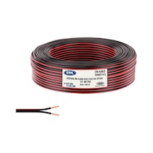 50 Metre Hoparlör ve Ses Kablosu 2x0.50 Siyah Kırmızı Çizgili