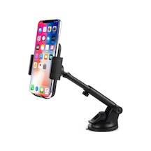 Sones Vantuzlu Evrensel Dönebilen Ayar Araç Ön Camı Cep Telefonu Tutucusu Siyah