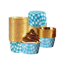 Cupcake/muffin /suffle Kek Kapsülü Mavi Desenli 50 Li Yeşil
