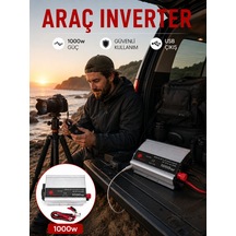 Araç Aküsünden Güvenli Elektrik Sağlayan 1000 Watt İnverter Standart