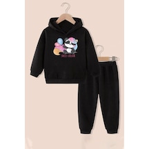 Uyguntarz Çocuk Sweet Dream Panda Eşofman Takımı Siyah