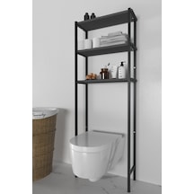 Banyo Wc Arkası Üstü Düzenleyici Raf Organizatör Havluluk Metal Gövde Banyo Rafı Gri