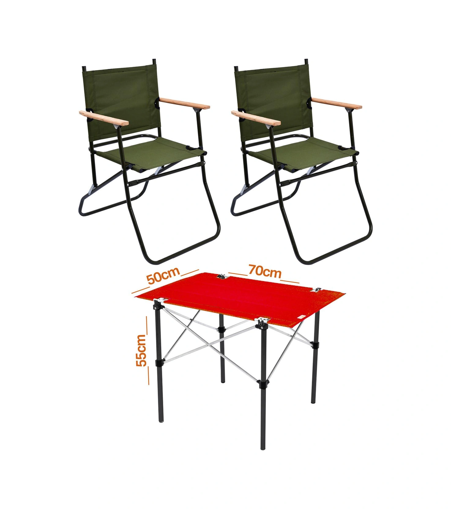 2 Adet 120 Kg Kapasiteli Katlanır Kamp Sandalyesi Ve 50x70 Kamp Masası Seti-2-as-5070-k Çok Renkli