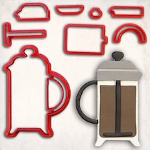 Kahve French Press Detay Kurabiye Kalıp Seti 8 Li KIrmızı