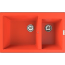Polex Cristalüx Granit Evye P-1.75 Turuncu 1.5 Gözlü Tezgah Altı Ve Tezgah Üstü Mutfak Evyesi 81x50.5 CM