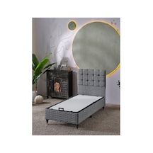 Beehanem Bengü Keten Gri 90x190 Tek Kişilik Keten Kumaş Baza Başlık Takımı 2'li Set 90 x 190