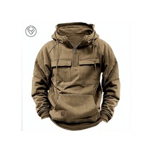 Erkek Düz Renk Kapşonlu Sweatshirt Haki