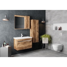 Belinza Lidya Banyo Dolabı Takımı Beyaz 80 Cm Altın