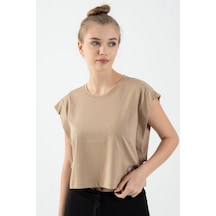 Maraton Regular Kadın Bisiklet Yaka Açık Vizon Crop Top Vizon Maraton Regular Kadın Bisiklet Yaka Açık Vizon Crop Top Vizon