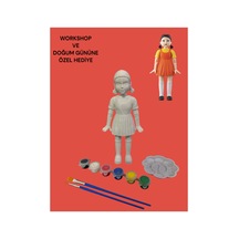 3d Squid Game Young Hee Doll Squid Game İn Ikonik Oyuncak Bebeği 15 Cm - Kendin Boya Hobi Ve Etkinlik Seti - Akrilik Boya + 2 Fırça