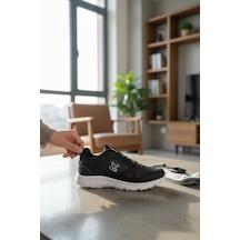 Enoch Erkek Tabanlı Koşu Ve Yürüyüş Ayakkabısı - Fileli Sportif Sneaker Siyah - Beyaz